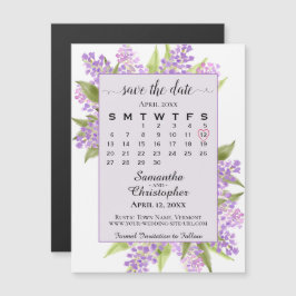 Lilacs & Calendar Lavender Bröllop spara datum Magnetisk Inbjudningskort