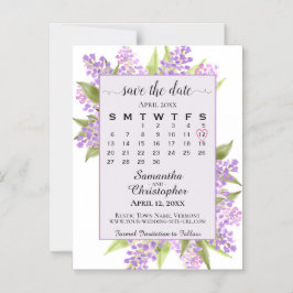 Lilacs & Calendar Lavender Bröllop spara datum Magnetisk Inbjudningskort