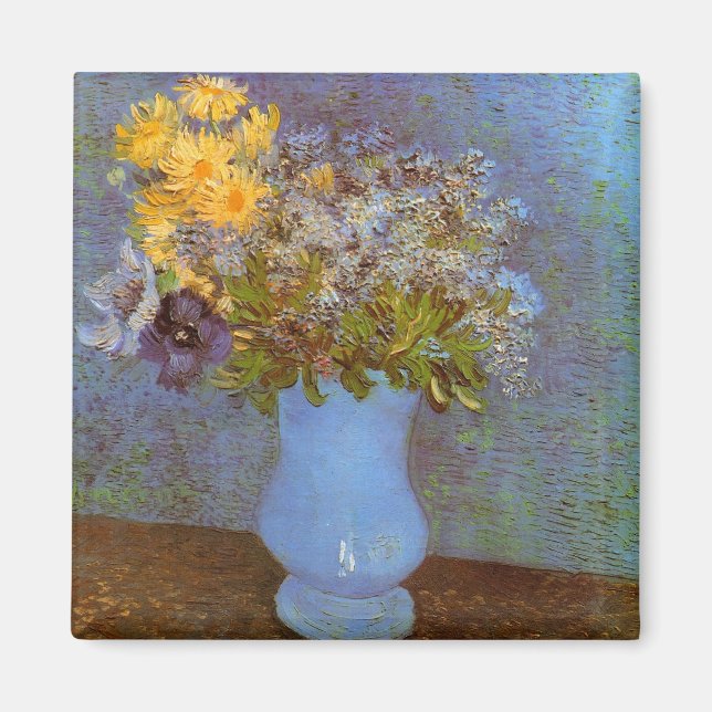 Lilacs Daisy och Anemones Van Gogh Fine Art Magnet (Framsidan)