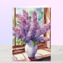 Lilacs for Mors dag Personlig Watercolor Kort