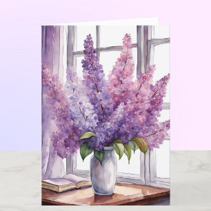 Lilacs for Mors dag Personlig Watercolor Kort