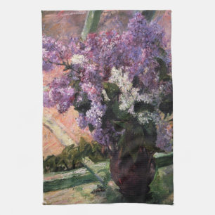 Lilacs i ett fönster Mary Cassatt Kökshandduk