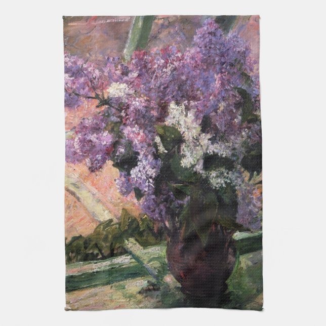 Lilacs i ett fönster | Mary Cassatt Kökshandduk (Vertikal)