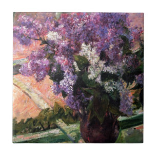 Lilacs in a Window av Mary Cassatt Kakelplatta