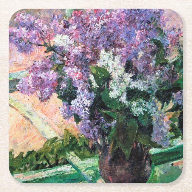 Lilacs in a Window, Mary Cassatt Underlägg Papper Kvadrat (Framsidan)