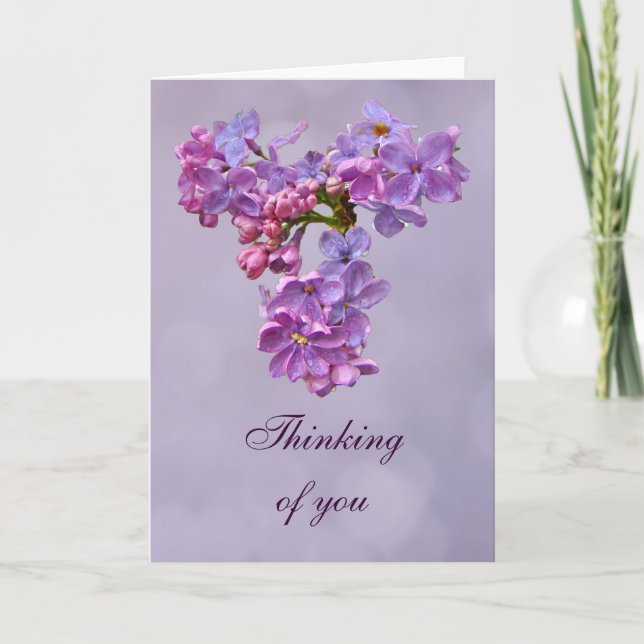 Lilacs in Springtime - Thinking of You Hälsning Kort (Framsida)