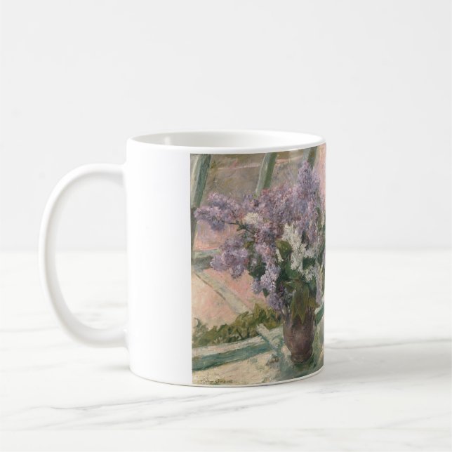 Lilacs in Window av Mary Cassatt American Painter Kaffemugg (Vänster)