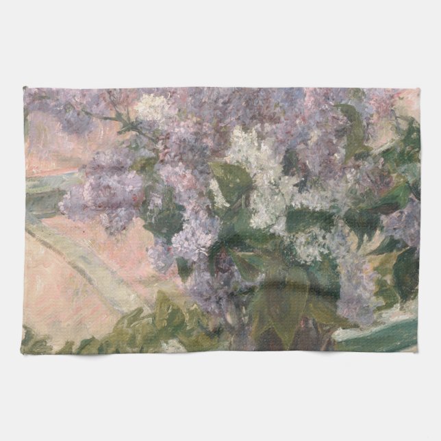 Lilacs in Window av Mary Cassatt American Painter Kökshandduk (Horisontell)