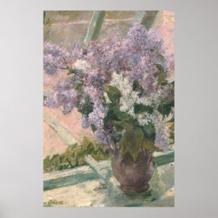 Lilacs in Window av Mary Cassatt American Painter Poster