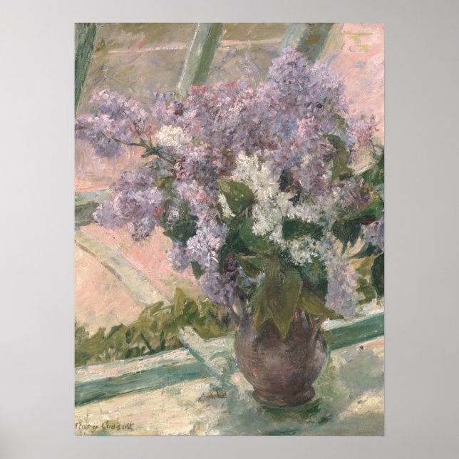 Lilacs in Window av Mary Cassatt American Painter Poster (Framsidan)