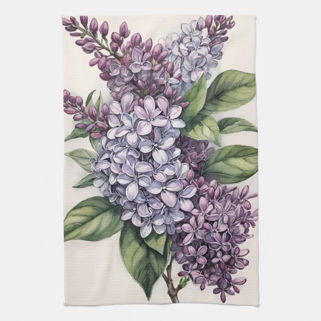 Lilacs Lila Lilac Bush Illustration Kökshandduk (Vertikal)