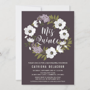Lilacs och Anemones Blommigt WAN Quinceañera Inbjudningar