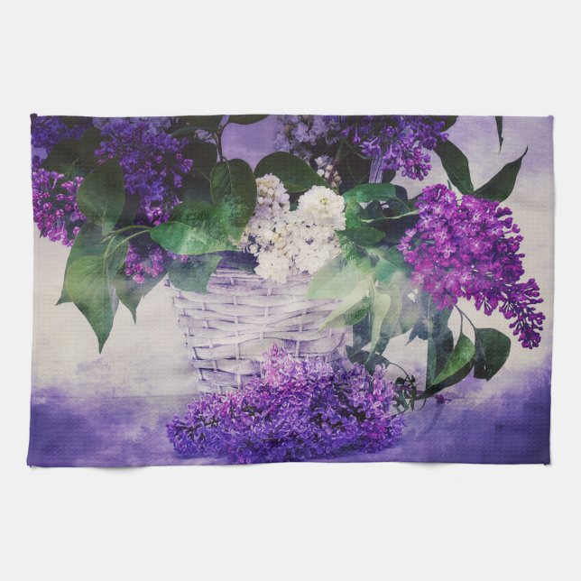 Lilacs och Basket Kökshandduk (Horisontell)