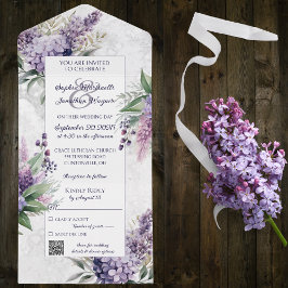 Lilacs och Heather på marmorvit med QR-kod