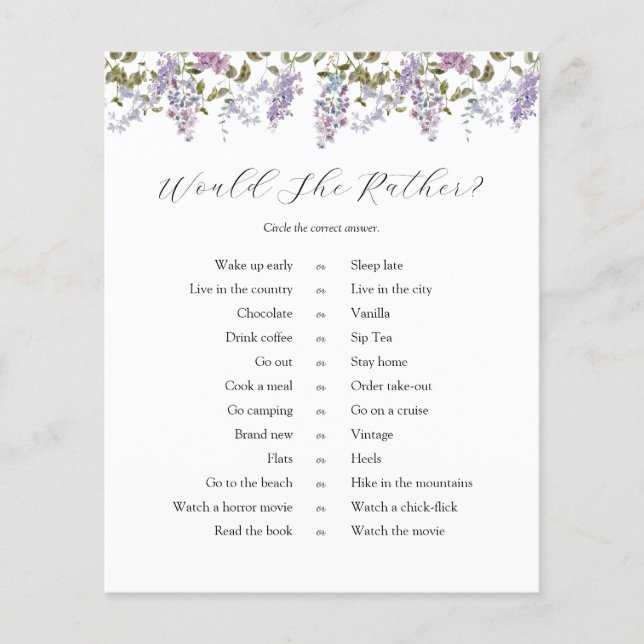 Lilacs och Lavender Möhippa, skulle hon hellre spe (Framsida)