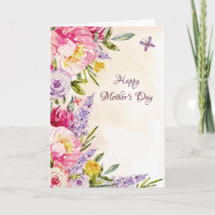 Lilacs och Peonies Blommigt Mors dag-fotokort Kort