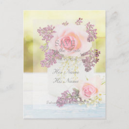 Lilacs och Ro Vintage Spara datumet Bröllop Meddelande Vykort