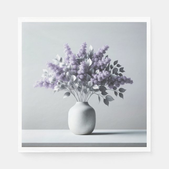 Lilacs och Silver Löv Bouquet Pappersservett (Framsidan)