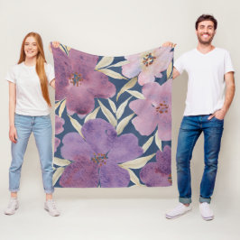 Lilacs on watercolor blue background fleecefilt