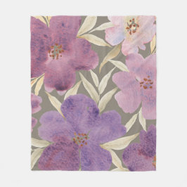 Lilacs on watercolor green background fleecefilt