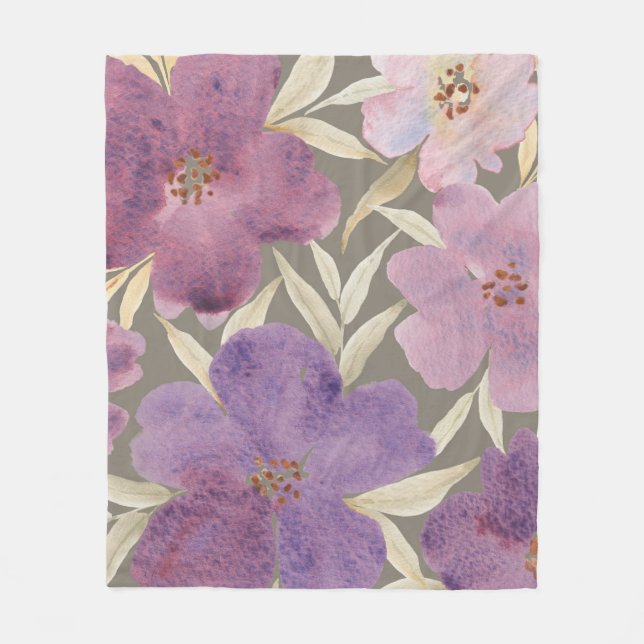 Lilacs on watercolor green background fleecefilt (Framsidan)