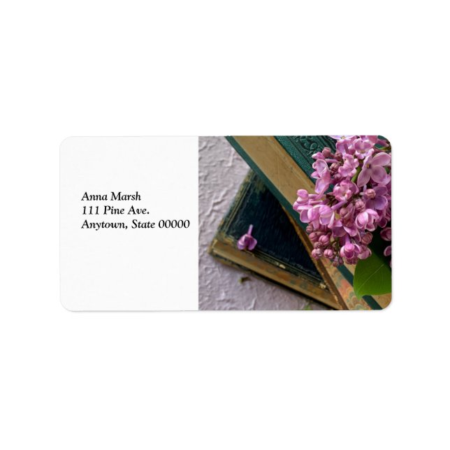 Lilacs på gamla bokar adressetikett (Framsidan)