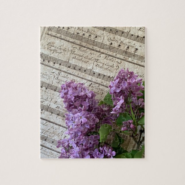 Lilacs på gammal musik från lakan pussel (Vertikal)