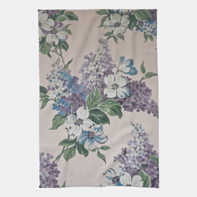 Lilacs på Vintage Tapet Kökshandduk (Vertikal)