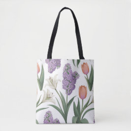 Lilacs Tulips Lilies Shopping Errand Tote Bag Tygkasse