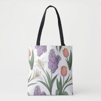 Lilacs Tulips Lilies Shopping Errand Tote Bag Tygkasse