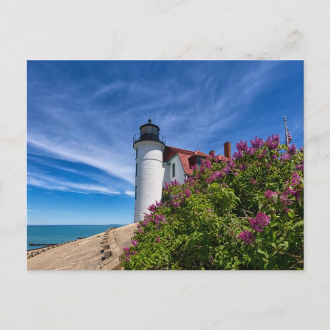 Lilacs vid Point Betsie Lighthouse Vykort (Framsida)