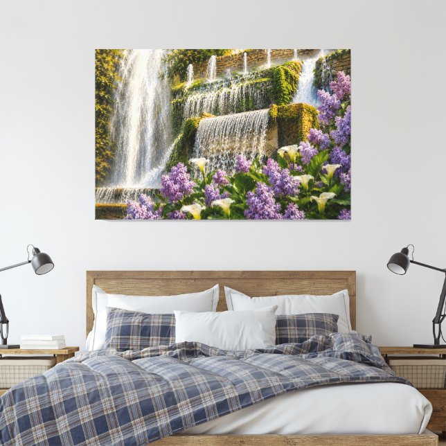 Lilacvattenfall på sträckt canvas (Insitu (sovrum))
