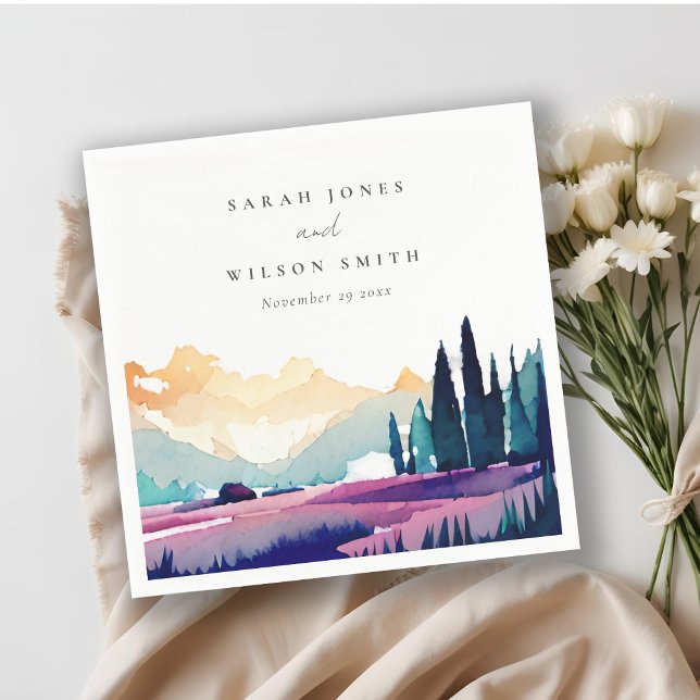 Lilafält Landskapsvy Bergslandskap Bröllop Pappersservett (Skapare uppladdad)