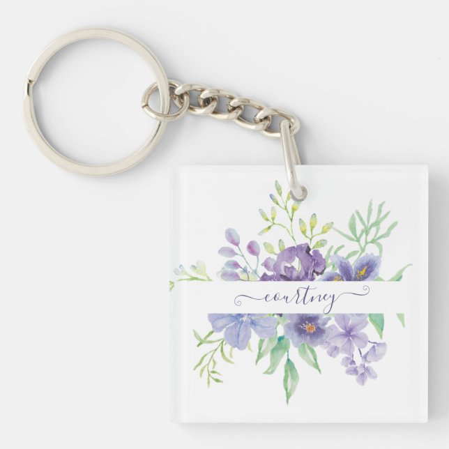 Lilafärg vattenfärg blommig personlig  (Framsidan)