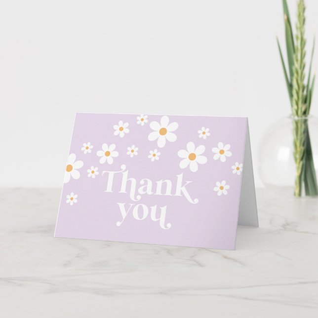 Lilafärgad Daisy Boho Barnkalas Tack Kort (Framsida)