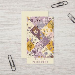 Lilafärgad Gul Quilt Patchwork Handgjord Kläder Visitkort