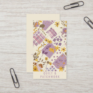Lilafärgad Gul Quilt Patchwork Handgjorda Kläder Visitkort