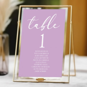 Lilafärgad minimalistisk elegant klassisk grundläg bordsnummer