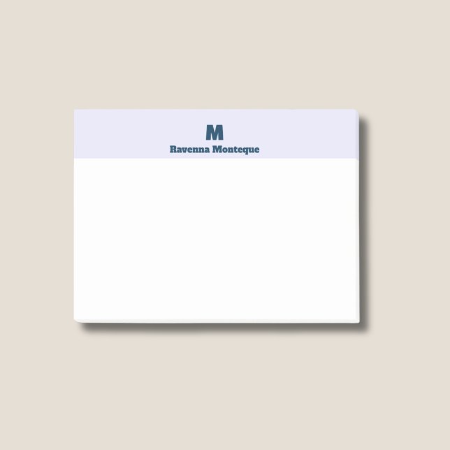 Lilafärgad modern personlig namninitial post-it block (Skapare uppladdad)