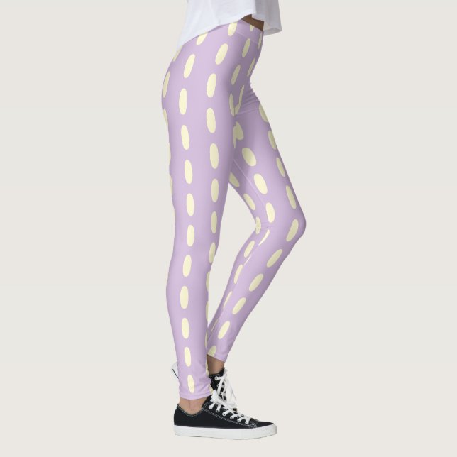 Lilafärgad Pastellgul Mönster Leggings (Höger)