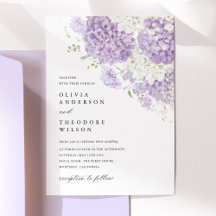 Lilafärgad Syrén Vit Blommig Bröllopsinbjudan