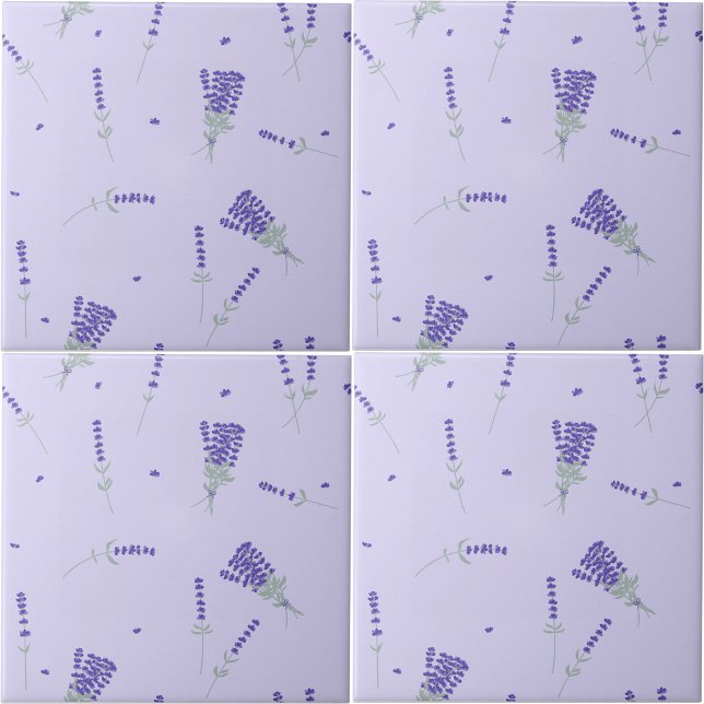 Lilafärgad Syrlilja Botanisk Kakelplatta (Lavender Purple Wildflower Floral Botanical Ceramic Tile)