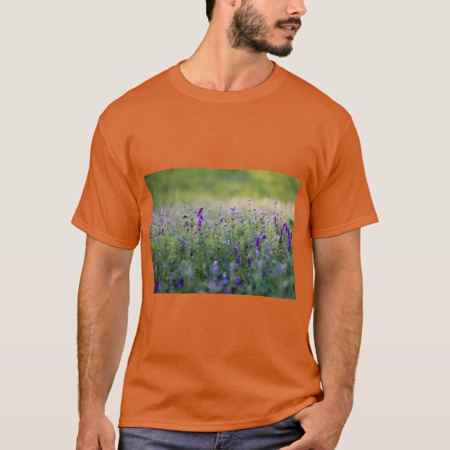 Lilafärgade Blommor Design Logotyp – Elegans i Kno T Shirt (Framsida)