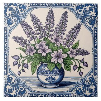Lilafärgade blommor kakelplatta