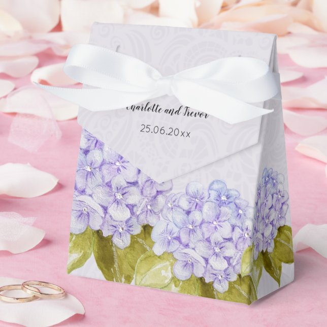 Lilafärgade Hydrangea Handmålad Presentaskar (Bröllop)