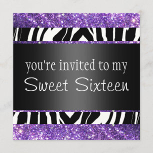 Lilaglittersweet sixteen inbjudningar