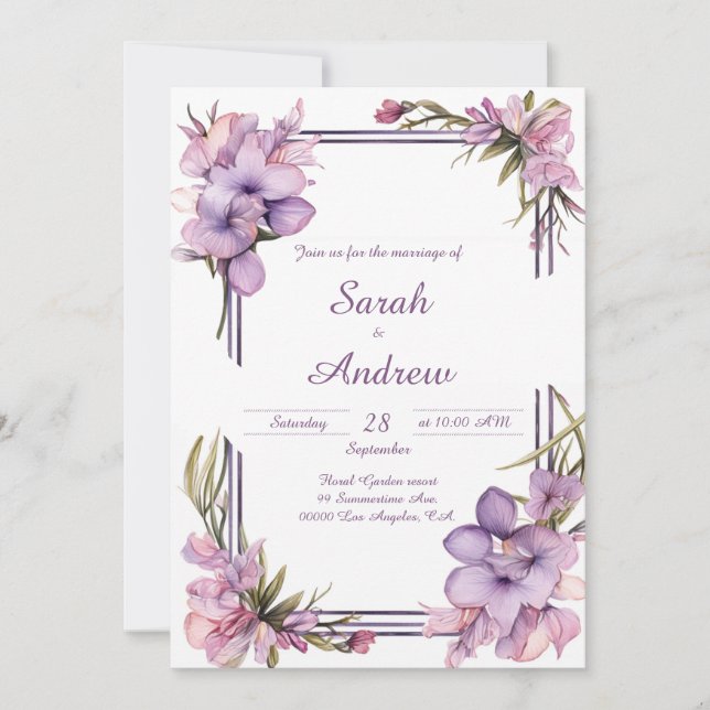 Lilah Flower Art: Inbjudan till Personlig bröllop (Framsida)