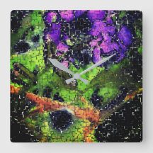 Lilakblomma och löv åldras i kardad mosaik