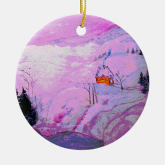 lilamånskensnö julgransprydnad keramik