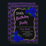 Lilan Black Rand Glitter Deep Blue Ros Inbjudningar<br><div class="desc">Elegantens lila och svart rand glitter och djupt blått ro födelsedagsfest inbjudan för kvinnor i alla åldrar. Åldern kan ändras för vilken ålder som helst. Text kan ändras till vad som helst för att passa din händelse. Typsnitt, typsnitt färg och text är helt anpassade! Papper form och typ kan anpassas...</div>